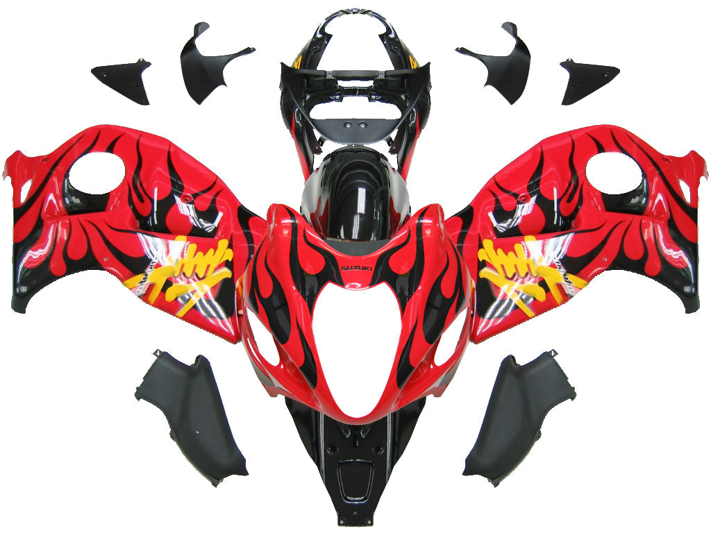 Carene 1999-2007 Suzuki GSX1300 Hayabusa Red &amp; Black Flame Racing Generico