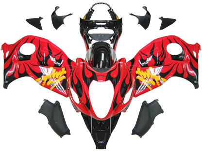 Carene 1999-2007 Suzuki GSX1300 Hayabusa Red &amp; Black Flame Racing Generico