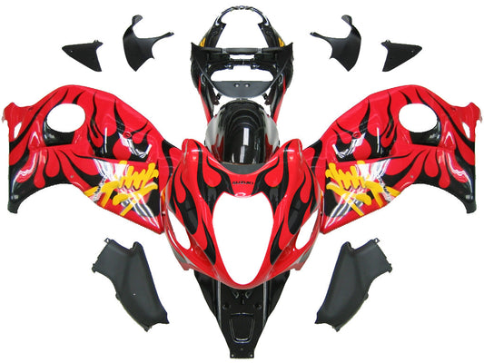 Carene 1999-2007 Suzuki GSX1300 Hayabusa Red &amp; Black Flame Racing Generico