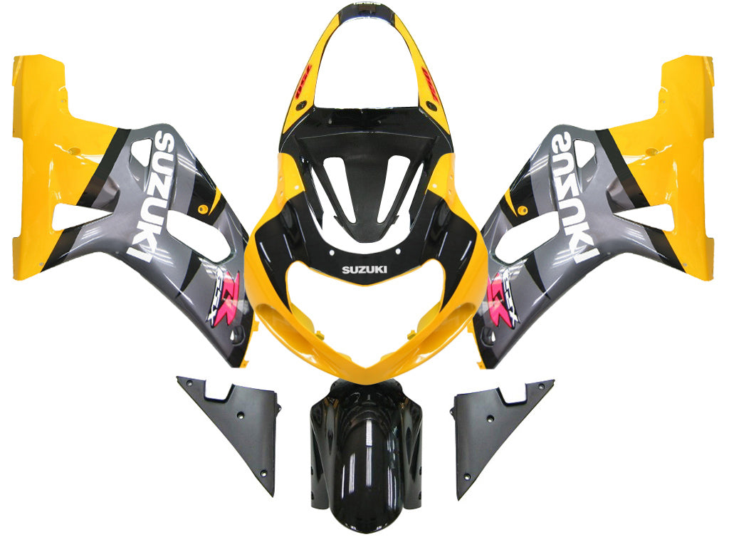 Carene 2001-2003 Suzuki GSXR 600 Silver &amp; Yellow GSXR Racing Generico