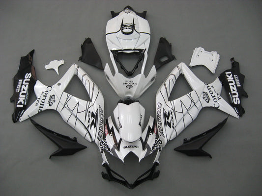 For GSXR 600/750 2008-2009 Bodywork Fairing White ABS Injection Molded Plastics Set