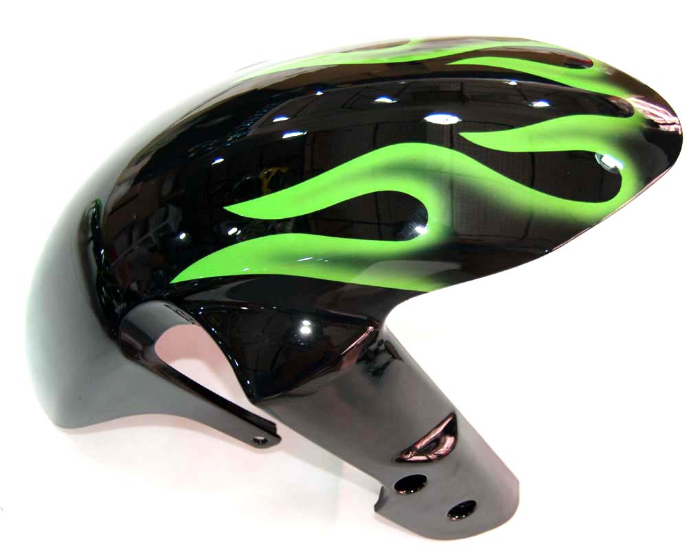 Carene 2008-2010 Suzuki GSXR 600 750 Black &amp; Green Flame GSXR Generico