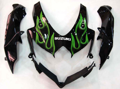 Carene 2008-2010 Suzuki GSXR 600 750 Black &amp; Green Flame GSXR Racing Generico