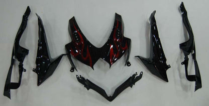 Amotopart 2008-2010 GSXR600750 Suzuki Cladding Black Red Flame Kit