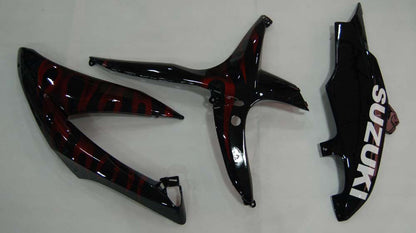 Amotopart 2008-2010 GSXR600750 Suzuki Cladding Black Red Flame Kit