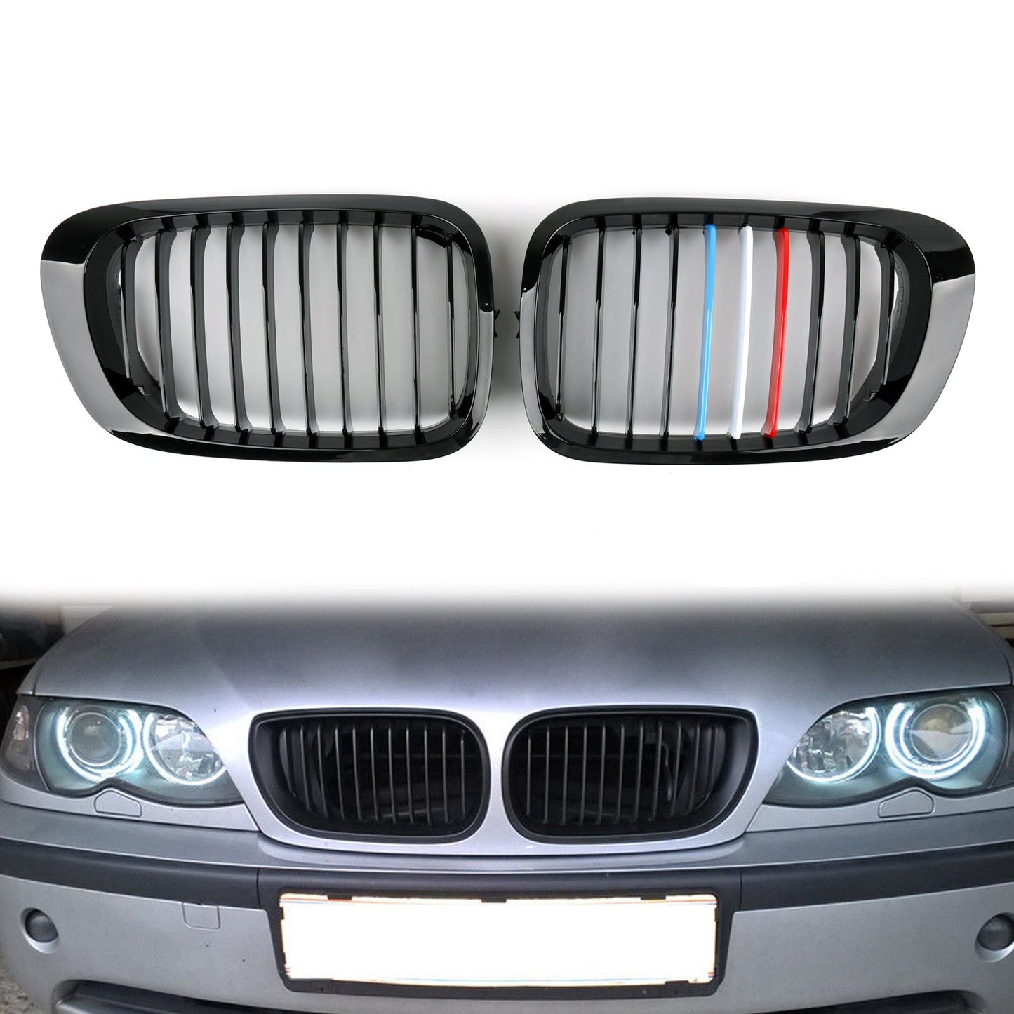 Recinzione anteriore Griglia Griglia ABS Maglia nera lucida per BMW E46 2D (1999-2002) Serie 3 Generico