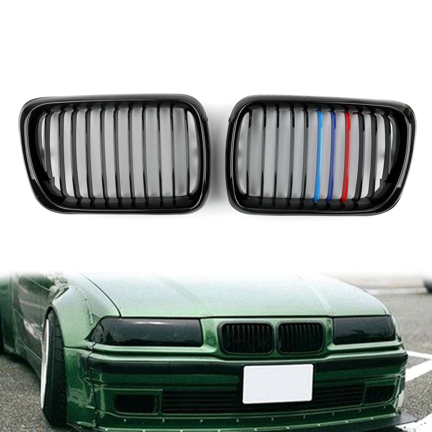 E36 1997-1999 BMW Griglia frontale in rete nera opaca per rene