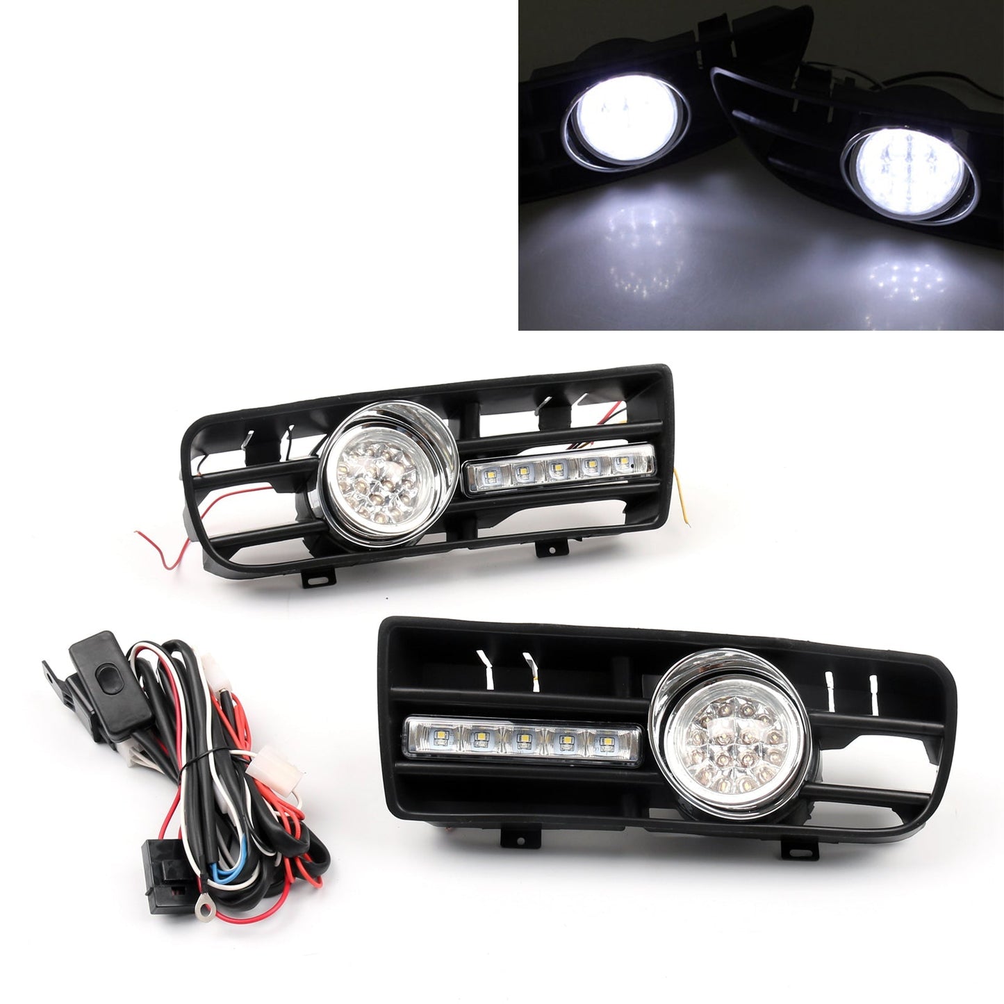 2x Fog Light 5 LED Front Bumper Grille DRL Lamp For VW Golf MK4 GTI TDI (99-4)