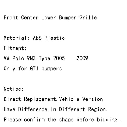 Griglia del paraurti inferiore centrale anteriore a nido ape per VW Polo 9N3 GTI (2005-2009) generico