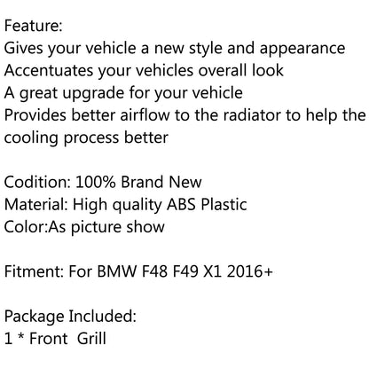 Nuova coppia griglia frontale per griglia per BMW 2016+ F48 F49 X1 X-Series nero generico