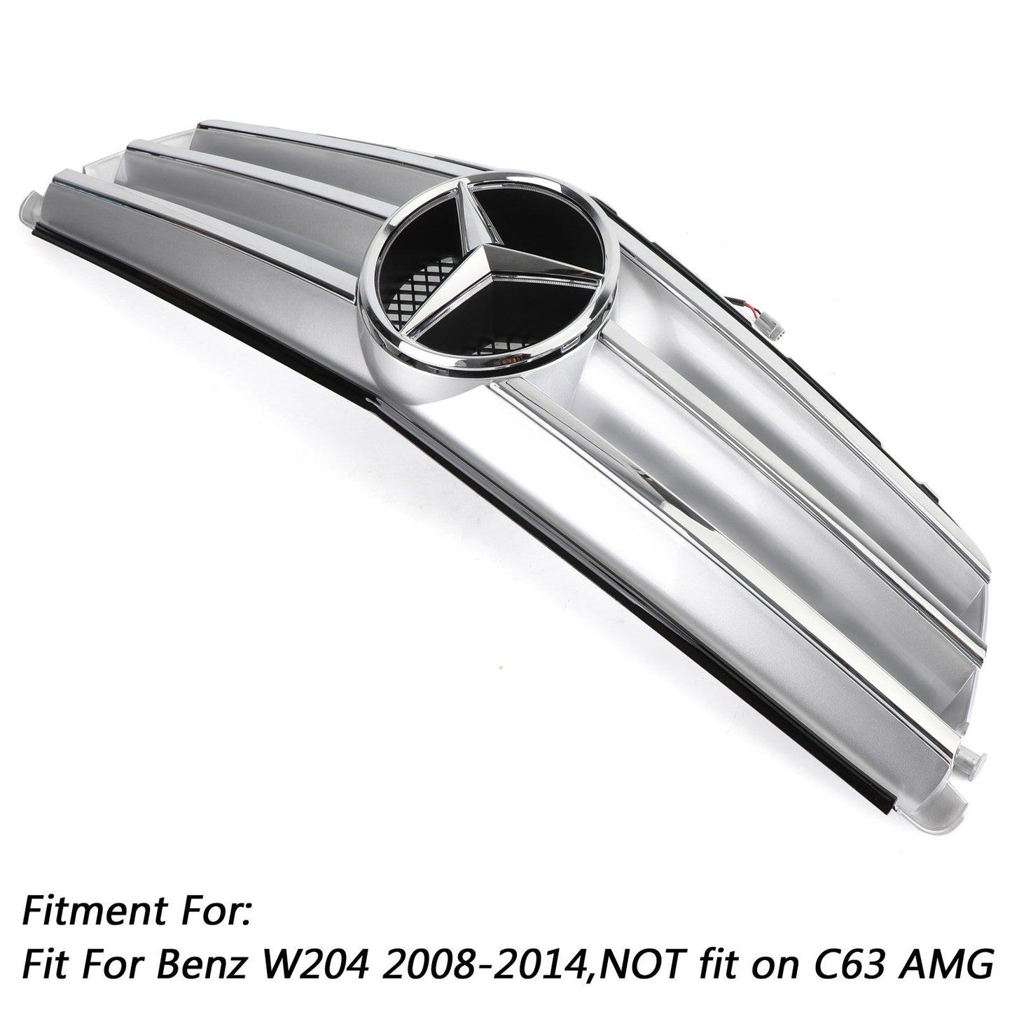 Griglia paraurti anteriore Fit Benz Classe C W204 W/LED Emblem C300/C350 2008-2014 Chrome Generico