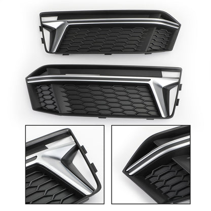 1Pair Fog Light Cover Grille Grill Chrome Bezel For AUDI S4 S-Line B9 2016-2018