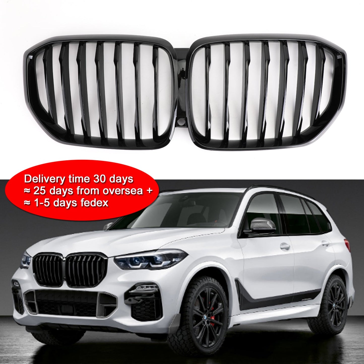 Performance della griglia di grill renale nera lucida lucida per BMW X5 G05 2018-2021