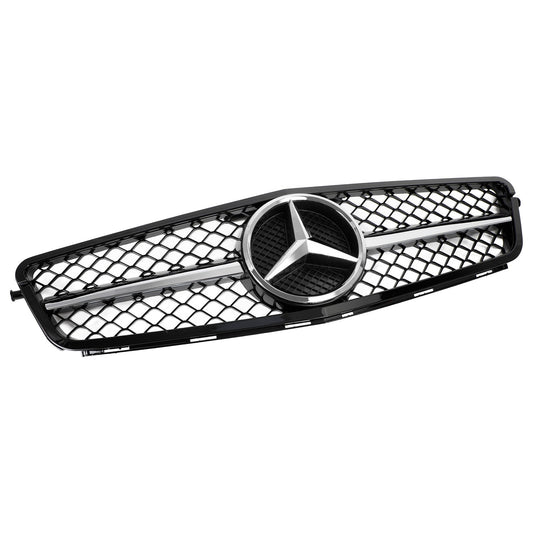 2008-2014 Classe C Benz W204 C300 C350 ABS Griglia paraurti anteriore Gloss Black Chrome