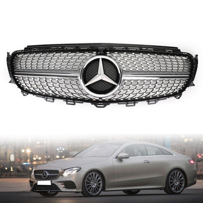 W213 E300 E400 2016-2019 Mercedes Benz Diamond Silver Border griglia di ricambio griglia anteriore