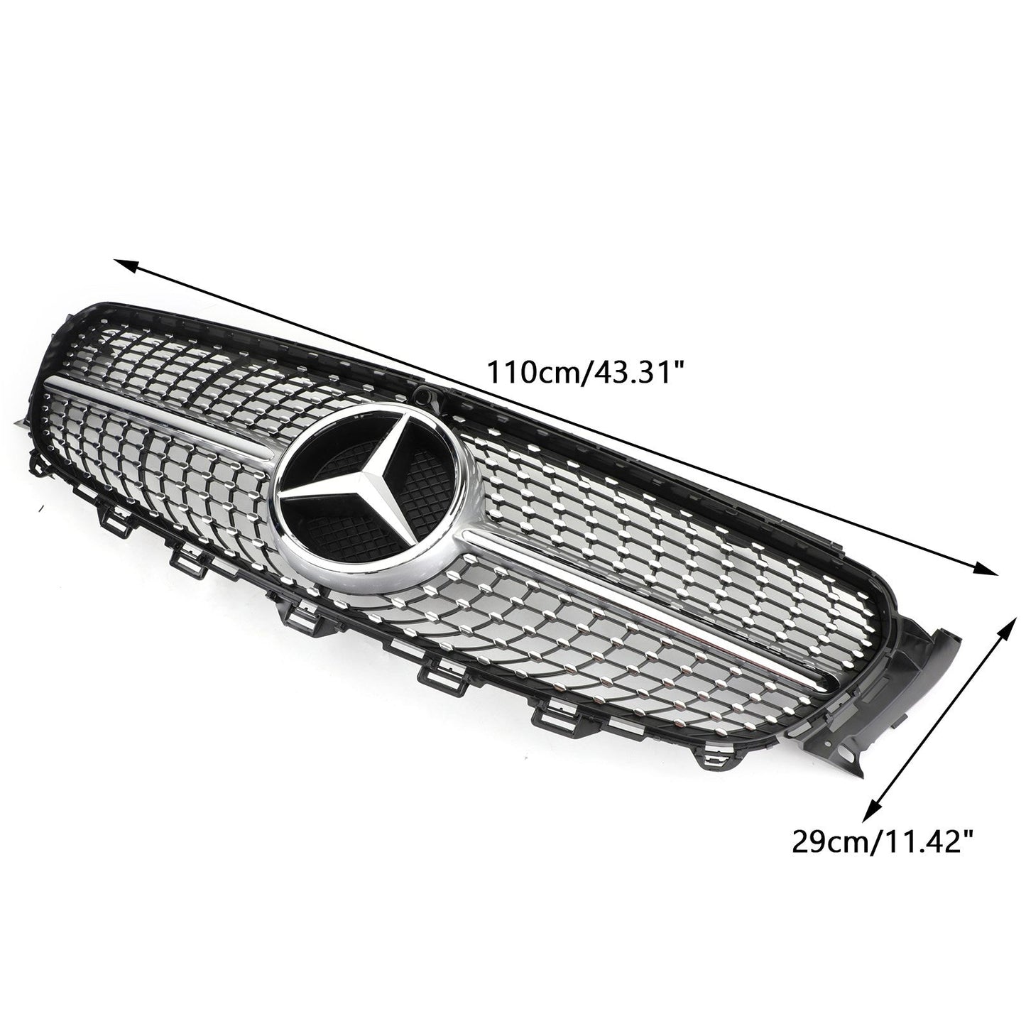 W213 E300 E400 2016-2019 Mercedes Benz Diamond Silver Border griglia di ricambio griglia anteriore