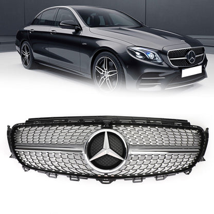 W213 E300 E400 2016-2019 Mercedes Benz Diamond Silver Border griglia di ricambio griglia anteriore