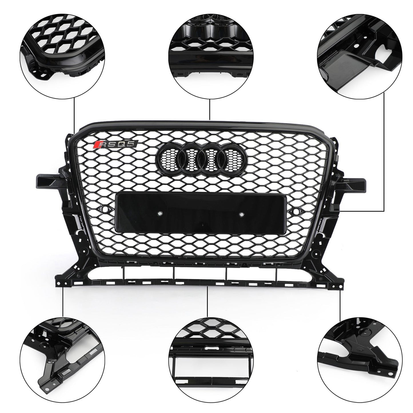 2013-2017 Audi Q5 Gloss Black RSQ5 Style Honeycomb Mesh Sport Hex Grill Sostituzione Generico