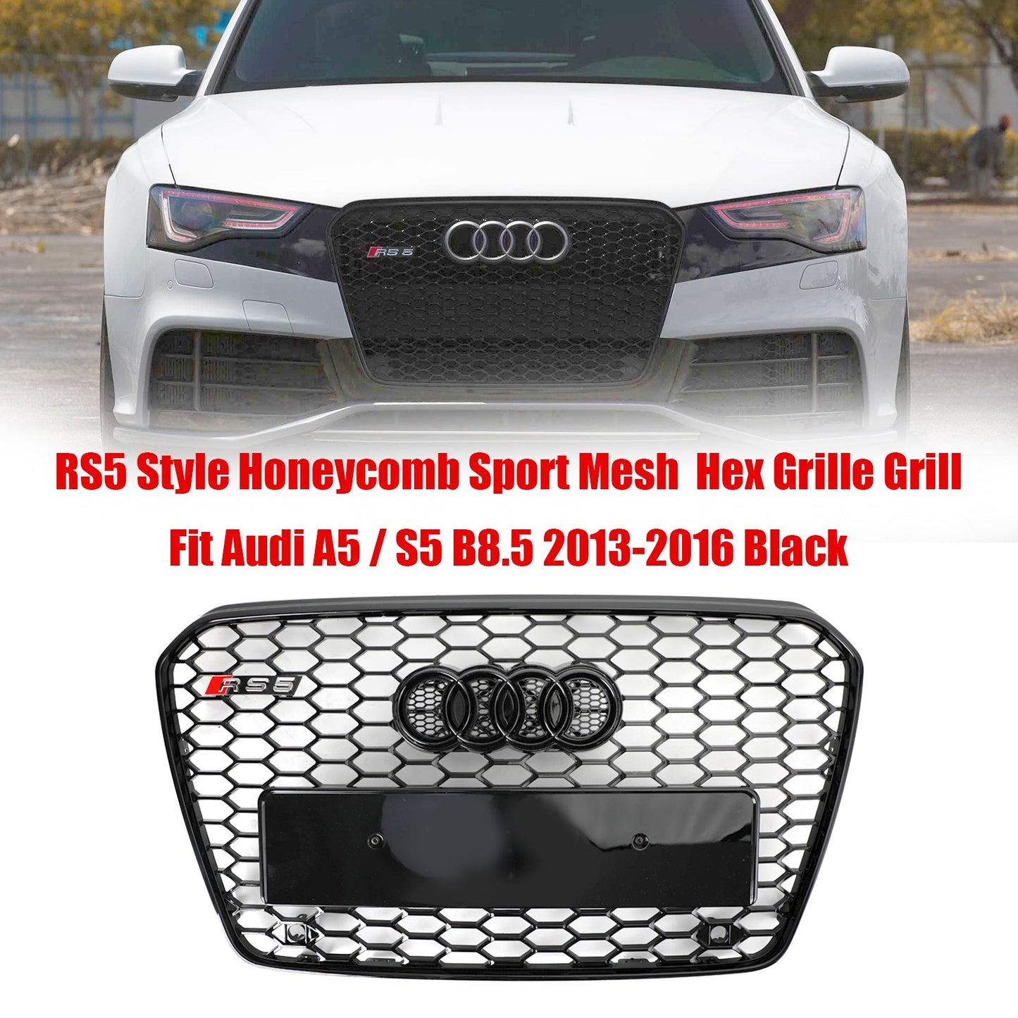 2013-2016 Audi A5 S5 B8.5 griglia paraurti anteriore a nido d&#39;ape stile RS5 a maglia esagonale generica