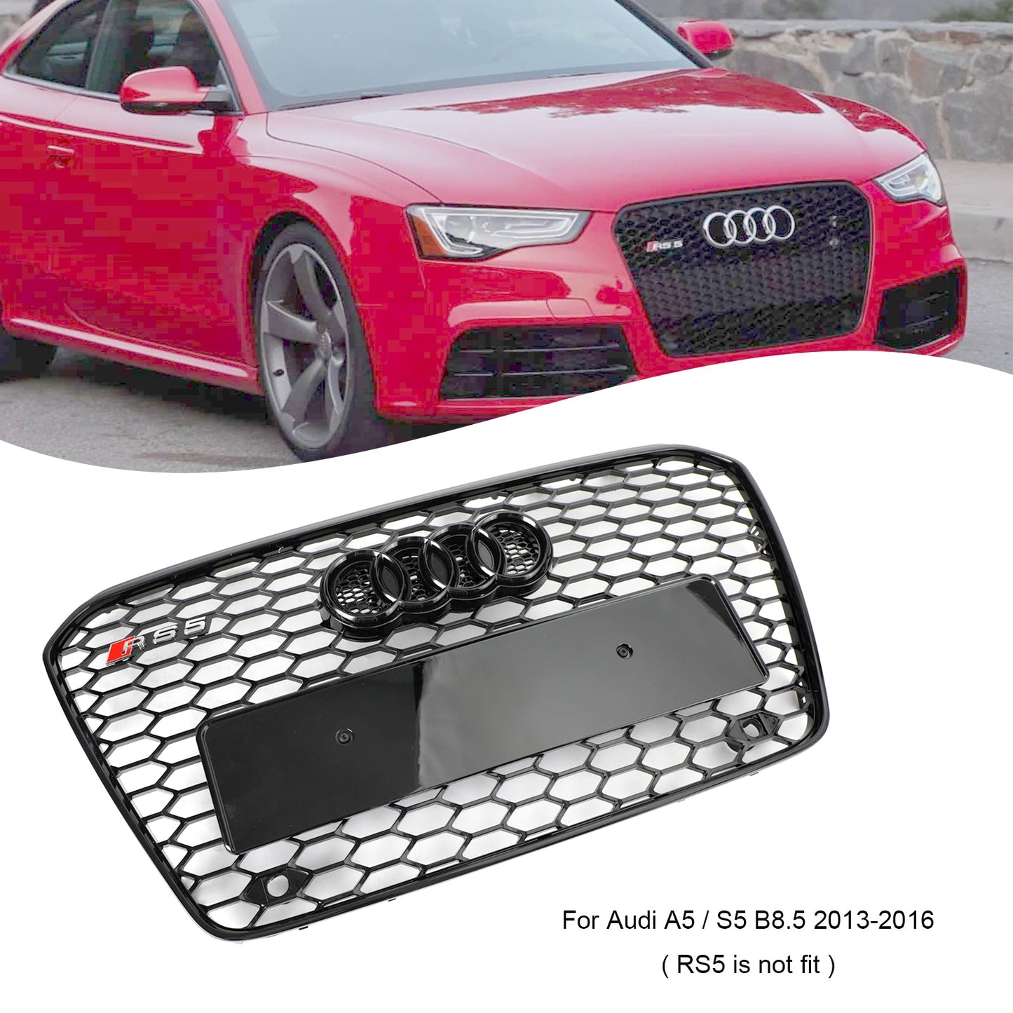 2013-2016 Audi A5 S5 B8.5 Griglia di Ricambio RS5 Stile Griglia Esagonale a Nido d Ape Griglia Paraurti Anteriore Generico