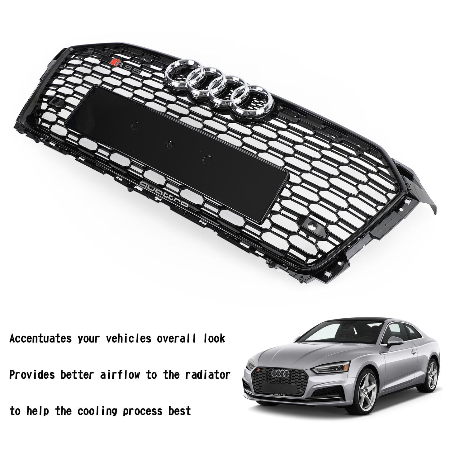 2017-2019 Audi A5/A5 Quattro/A5 Sportback/S5 Honeycomb RS5 Style Honeycomb Sport Mesh Hex Grille Grill Generico