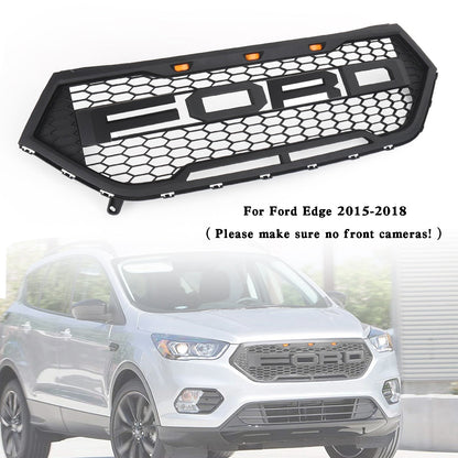 15-18 Ford Edge Black Raptor Style griglia paraurti anteriore griglia superiore + luci LED ambra