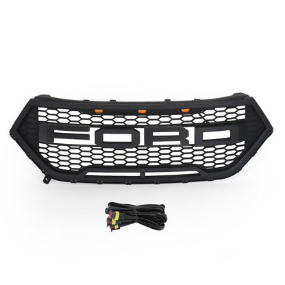 15-18 Ford Edge Black Raptor Style griglia paraurti anteriore griglia superiore + luci LED ambra