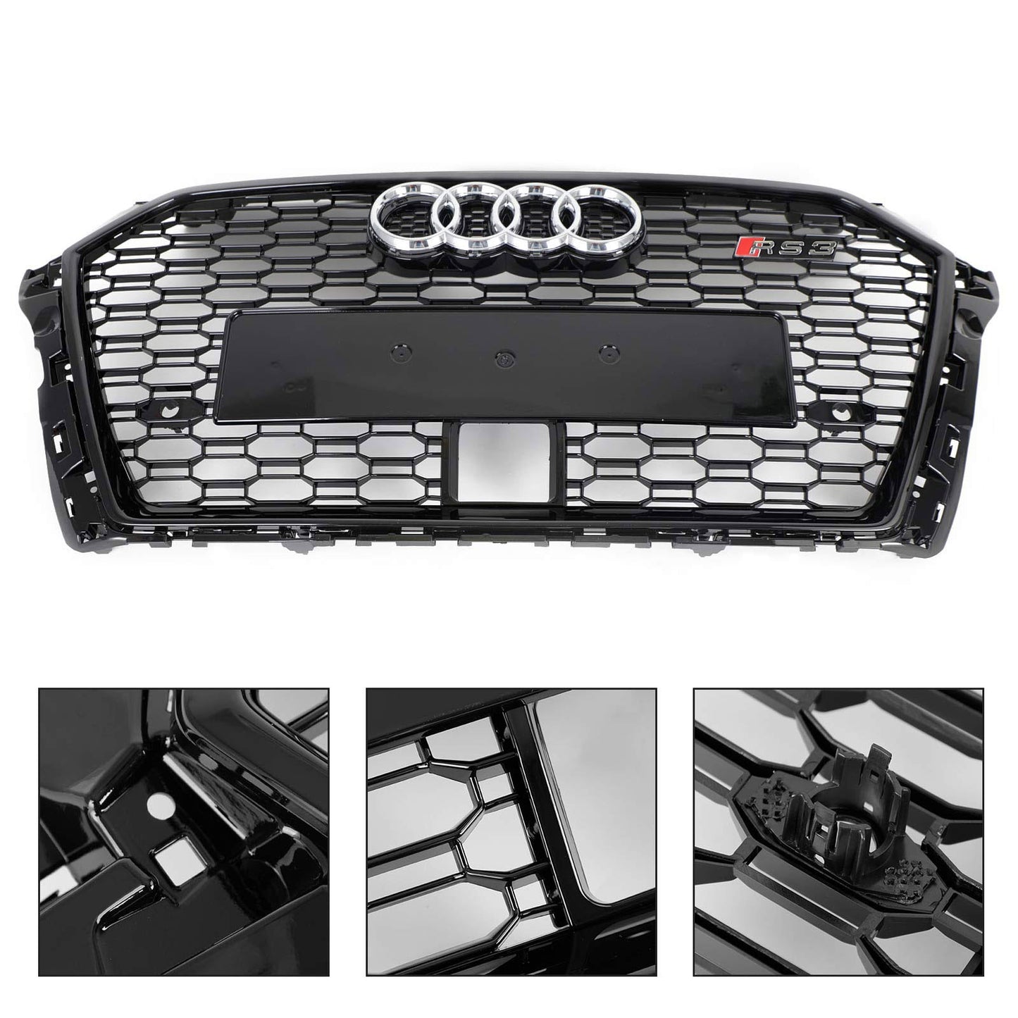 2017-2019 Audi A3 S3 griglia anteriore a nido ape stile RS3 con ACC nero lucido generico