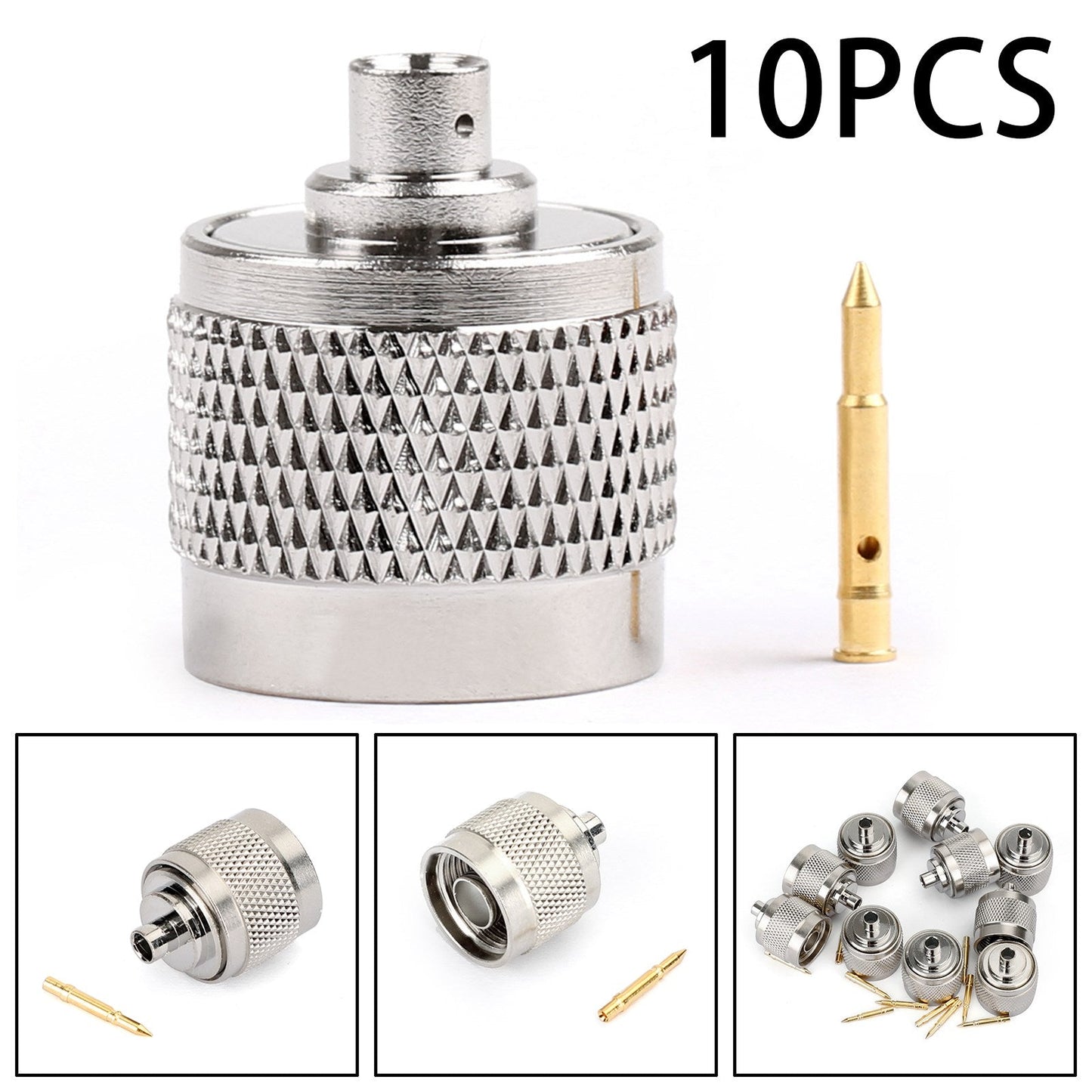 10Pcs N Solder Plug Maschio Connettore RF Solder Per Semi-rigid.141" RG402 Dritto