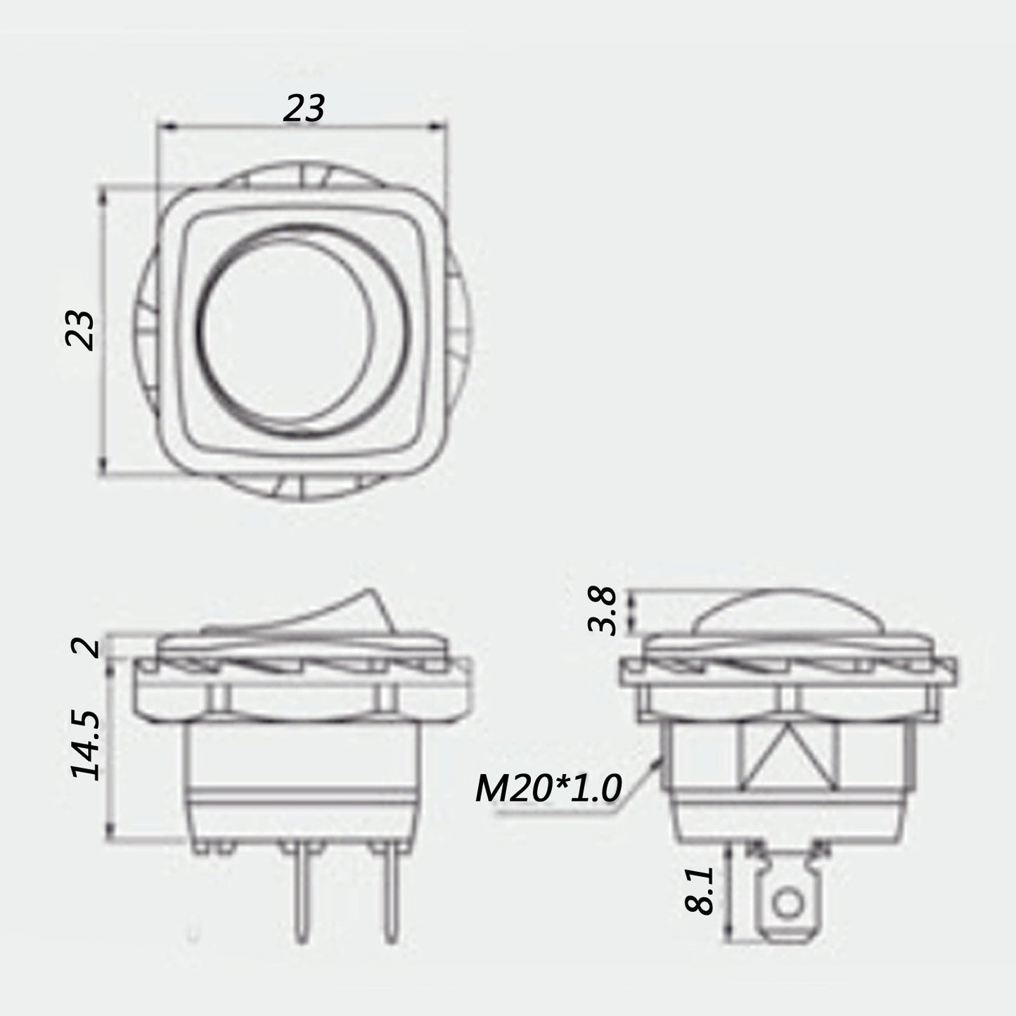 R13-135A Interruttore a bilanciere rotondo SPST 2Pin per barche ON-OFF 10A/250VAC 16A/125VAC