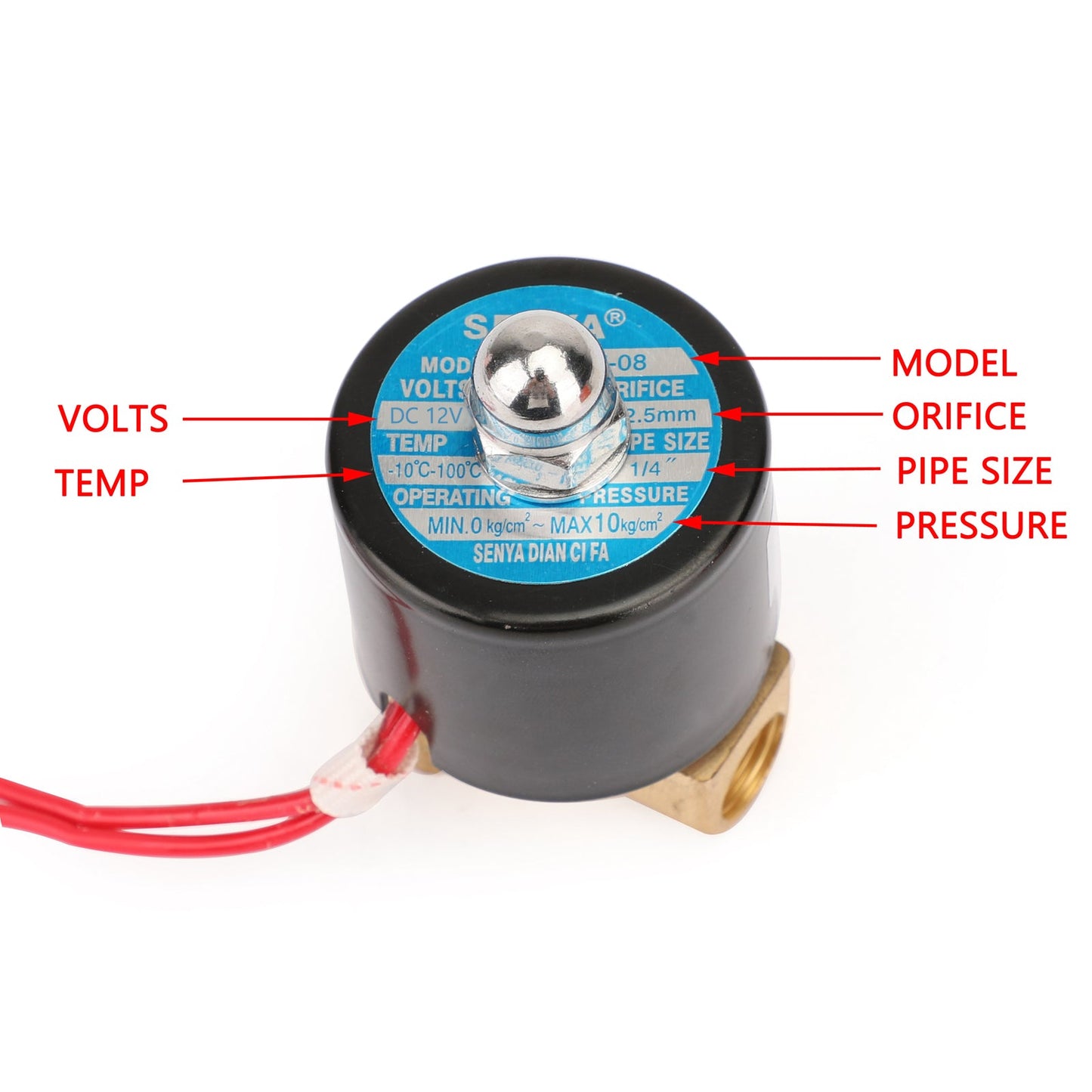 1/4" DC 12V Ottone Normalmente Chiuso Elettrico Elettrovalvola BSP Gas Acqua Aria N/C