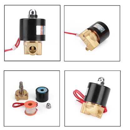1/4" AC 220V Ottone Normalmente Chiuso Elettrico Elettrovalvola BSP Gas Acqua Aria N/C