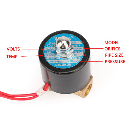 1/4" AC 220V Ottone Normalmente Chiuso Elettrico Elettrovalvola BSP Gas Acqua Aria N/C