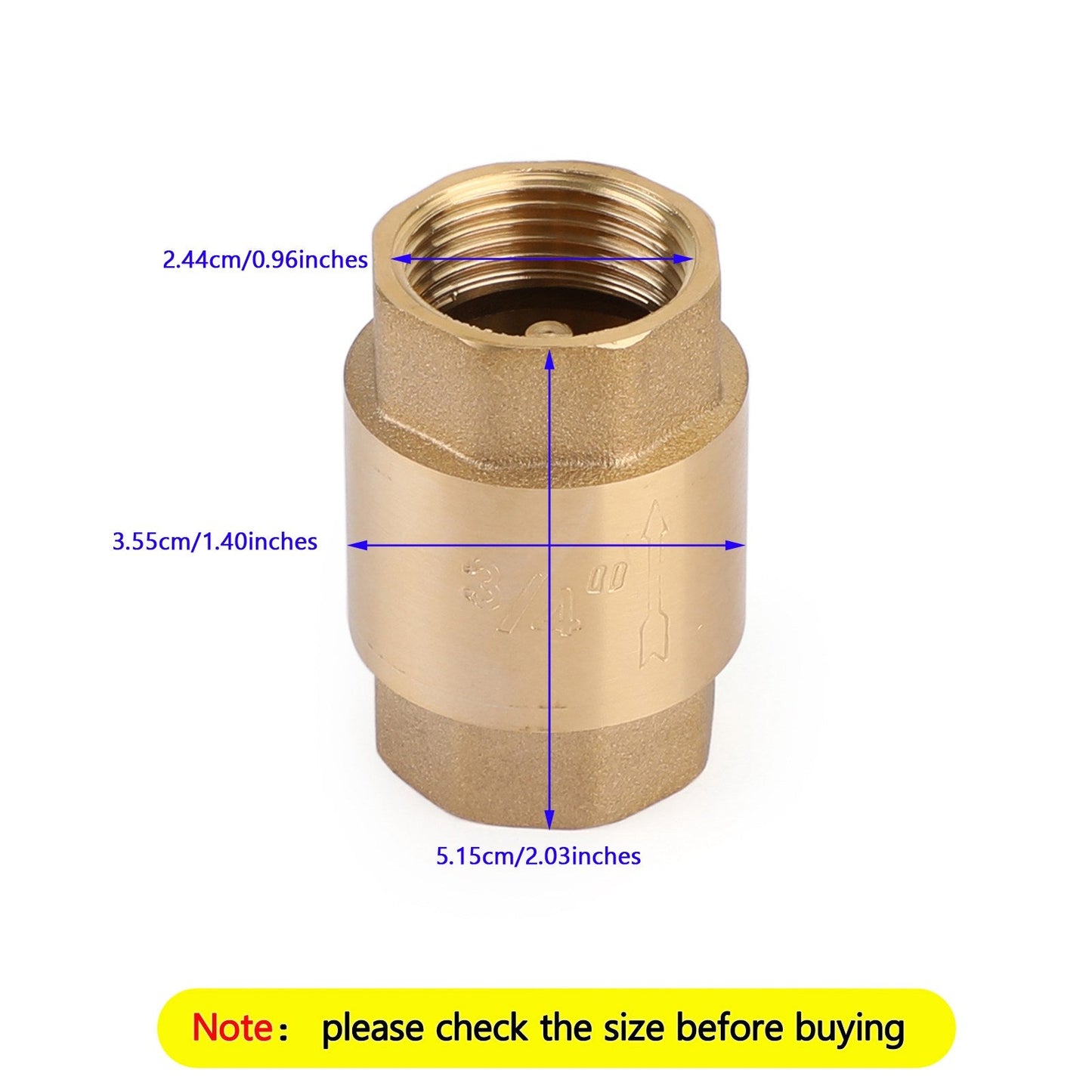 Valvola di ritegno in linea DN15/DN20 NPT in ottone caricata a molla in linea 200PSI