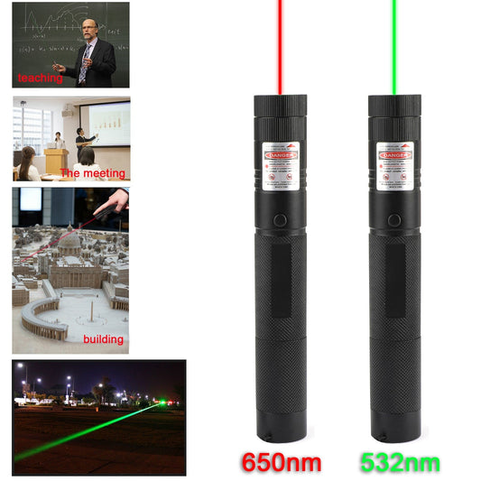 Ricaricabile 900 miglia puntatore laser rosso/verde penna Lazer 650 nm/532 nm raggio visibile