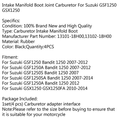 Set di stivali collettore di aspirazione carburatore per Suzuki GSF1250 Bandit 2007-2012 generico