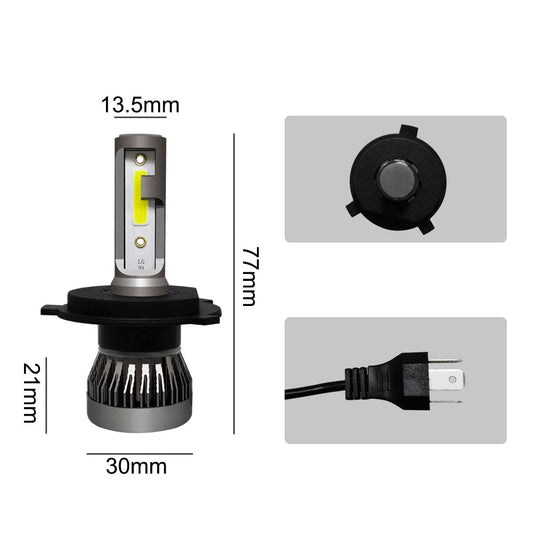 2PCS H4/HB2/9003 LED Faro 36W 8000LM Kit lampadine COB Fascio alto/basso 6000K Generico