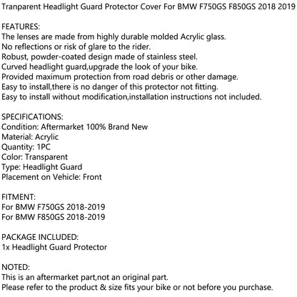 Copertura trasparente della protezione della protezione del faro per BMW F750GS F850GS 2018 2019 generico