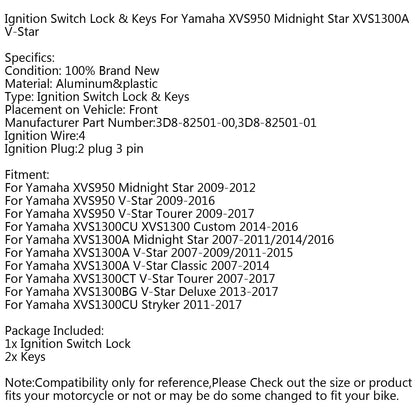 Ignition Switch Lock Keys For Yamaha XVS95 V-Star XVS13A XVS13BG