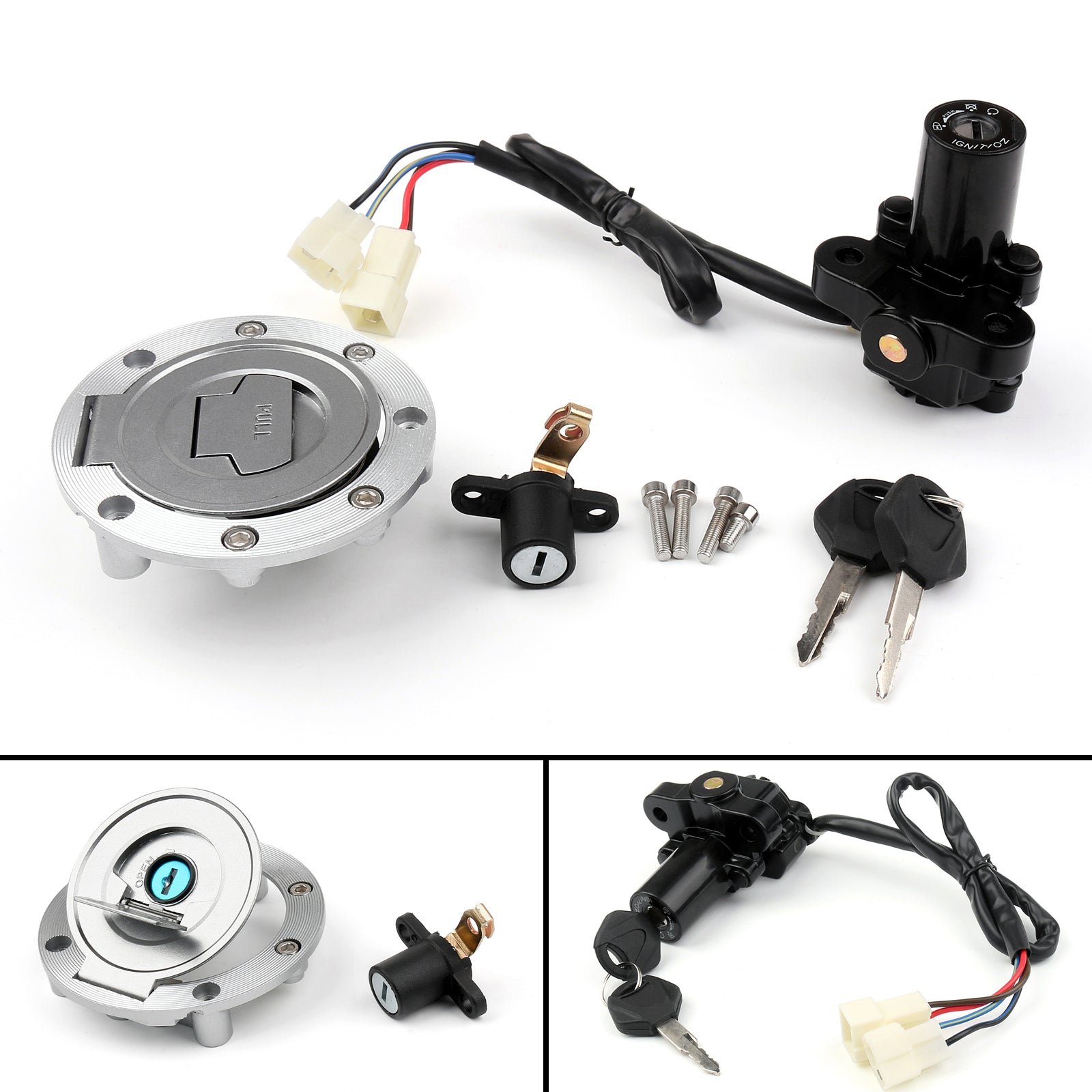 Ignition Switch Seat Gas Cap Cover Lock Key Set For Yamaha XVS1300CU XVS1300