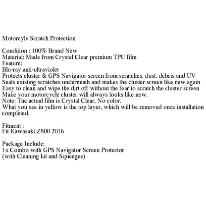 Cluster del tachimetro Protezione antigraffio Pellicola Proteggi schermo Fit Kawasaki Z800 Generico