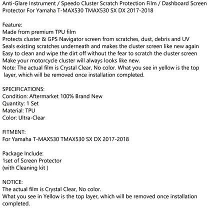 Pellicola salvaschermo Cluster antigraffio per Yamaha T-MAX530 SX DX 2017+ Generico