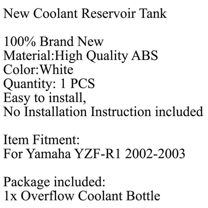Bottiglia di riserva del liquido di raffreddamento del serbatoio del liquido di raffreddamento del radiatore per Yamaha YZF-R1 02-03 Generico