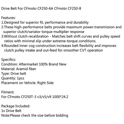 Cinghia di trasmissione Per CFmoto CF250T-3 v3/v5/v9 1000*24.2 Generico