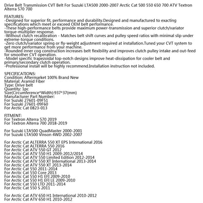 Cinghia di trasmissione di ricambio per Arctic Cat 0823-013 Suzuki 27601-09F51 27601-09F60 Generico