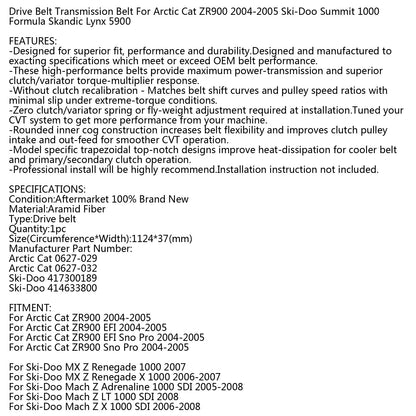 Cinghia di trasmissione per Arctic Cat 0627-029 0627-032 Motoslitta ZR900 EFI SNO PRO 04-05 Generico
