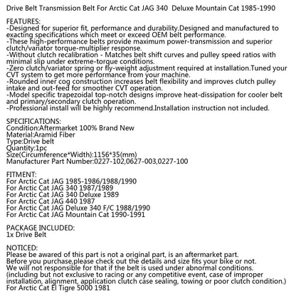 Cinghia di trasmissione per Arctic Cat 0227-102 0627-003 0227-100 Snowmobile Jag 340 85-91 Generico