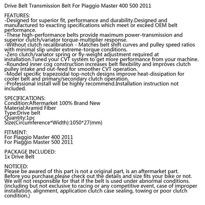 Cinghia di trasmissione Per Piaggio Master 400 500 2011 Tre Ruote Scooter 400cc 500cc Generico