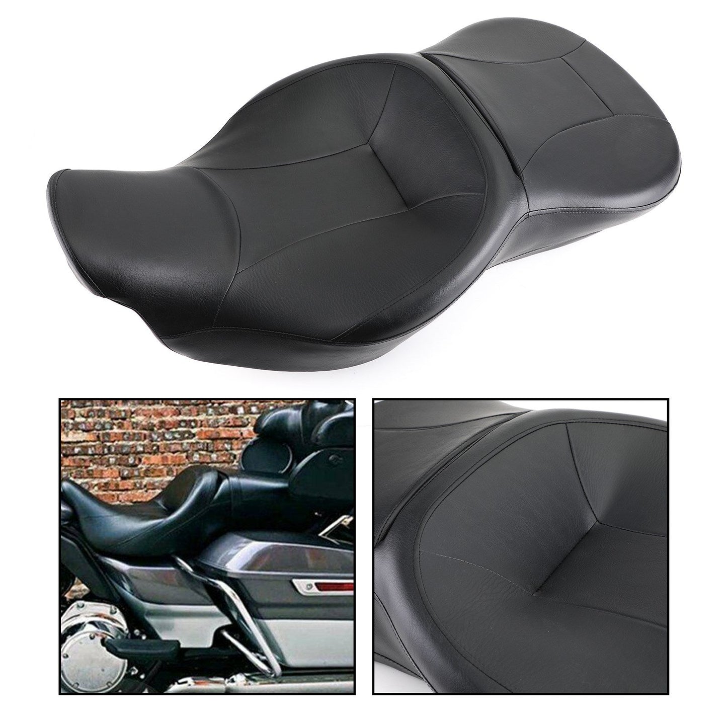Sella passeggero Black Rider per Touring Street Electra Glide Road King 2014-2019 Generico