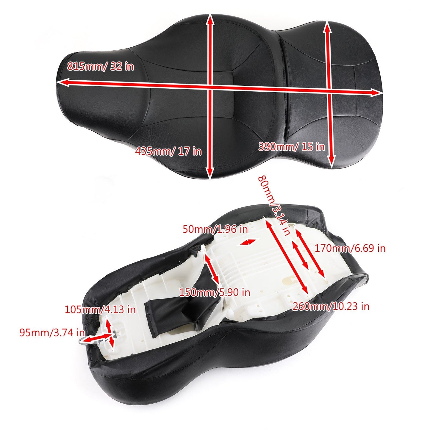 Sella passeggero Black Rider per Touring Street Electra Glide Road King 2014-2019 Generico